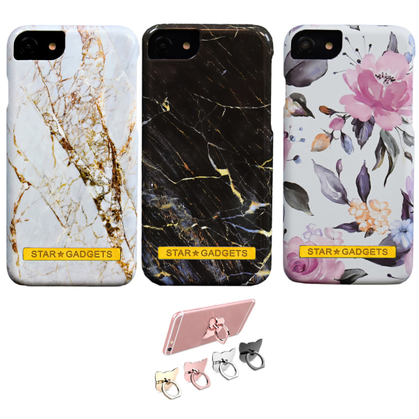 iPhone 6 / 6S - Skal / Skydd / Blommor / Marmor Vit