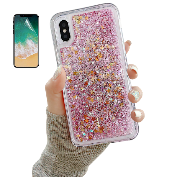 iPhone X/Xs - Flytande Glitter 3D Bling Skal Case