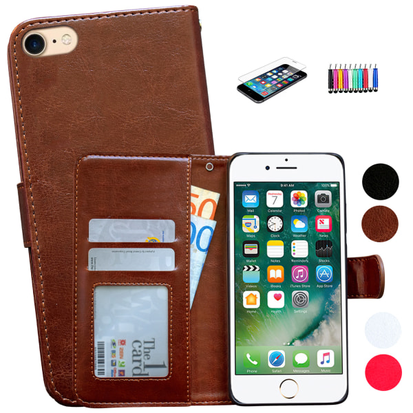 iPhone 5/5s/SE2016 - Plånboksfodral i läder + 3 i 1 Kit Vit