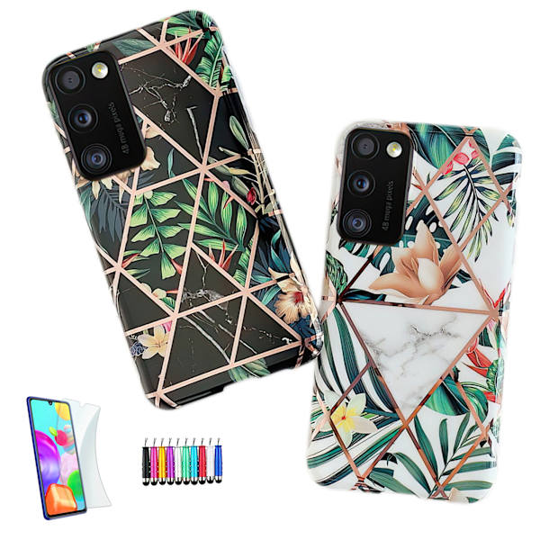 Samsung Galaxy A41 - Geometrisk Blomster Etui Svart