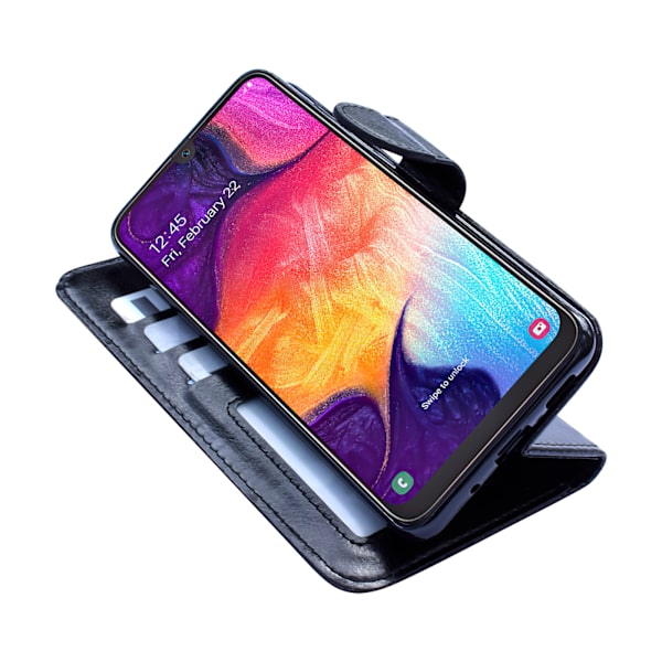 Samsung Galaxy A50 - PU Læder Pung Etui Svart