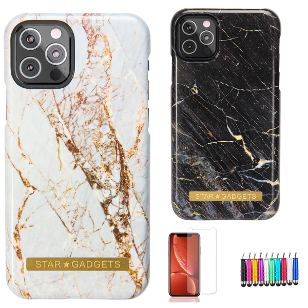 Beskyt din iPhone 12 Pro med Marble Case! Vit