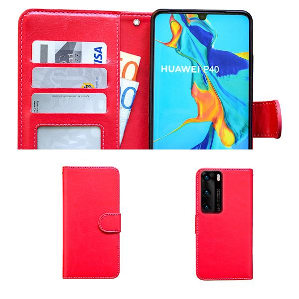Huawei P40 - PU Læder Pung Etui Svart