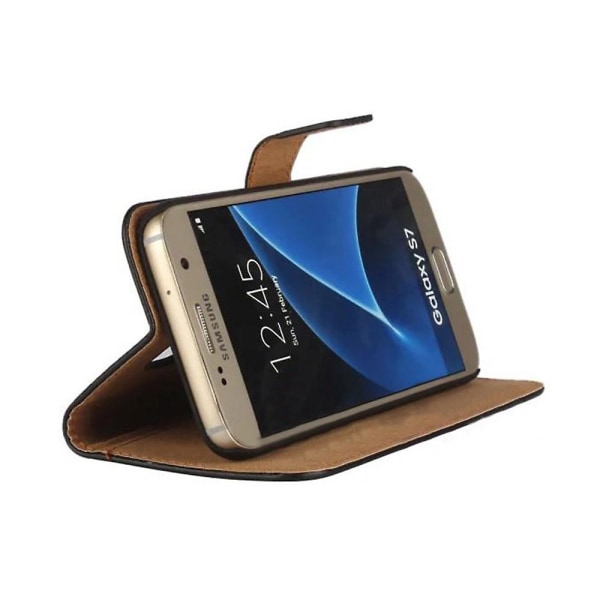 Lædertaske til Galaxy S7 Edge - Pung! Vit
