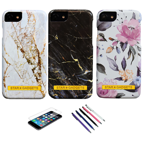 iPhone 6 / 6S - Beskyttelse af blomster / marmor Rosa