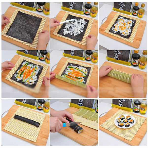 Sushi-rulla: Bambu-matto & Handrulla med Rissked