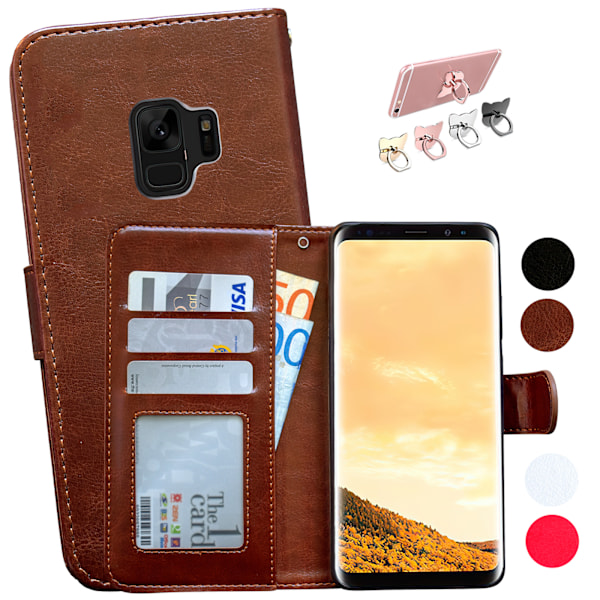 Nahkainen lompakko Samsung Galaxy S9 - Leatherlux! Svart