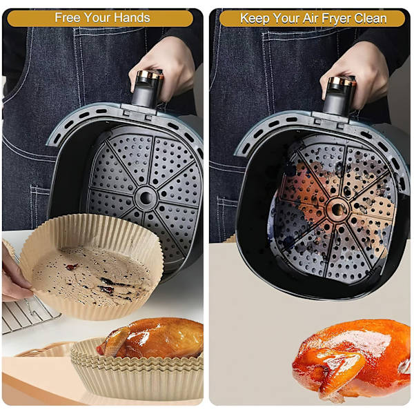 100 stk. engangspapir til luftfriture, non-stick bagepapir