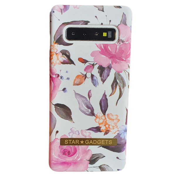 Samsung Galaxy S10 - Skal / Skydd / Blommor / Marmor Svart