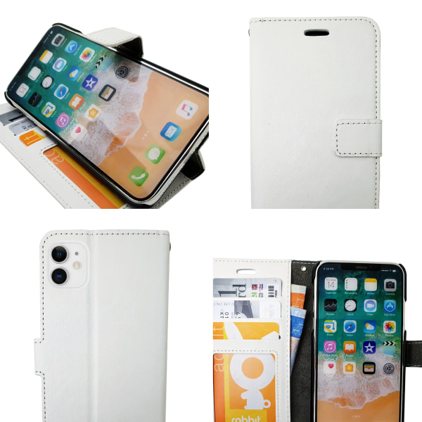 iPhone 11 - PU Nahkainen Lompakkokotelo Vit