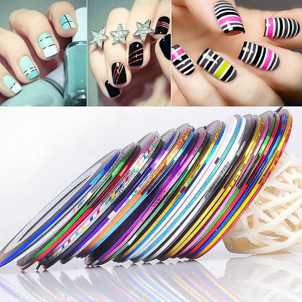 Striping tape nageltejp nageldekorationer - 10pack