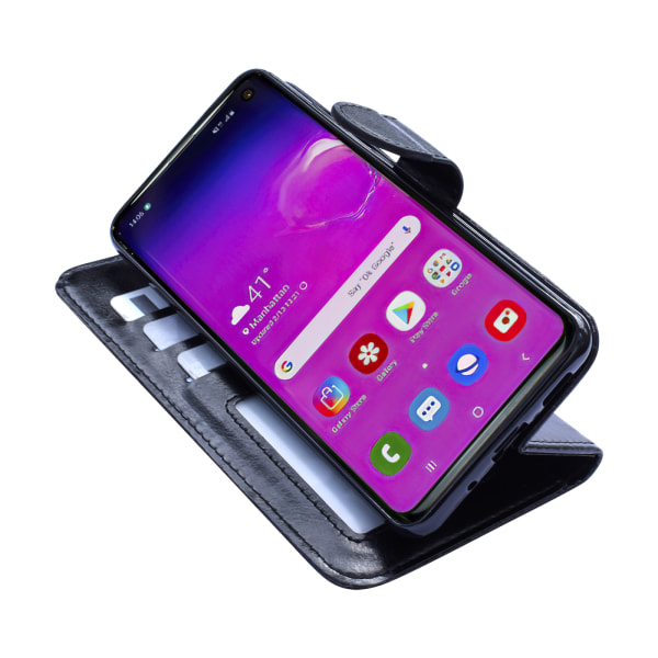 Samsung Galaxy S10 - Läderfodral / Skydd Svart