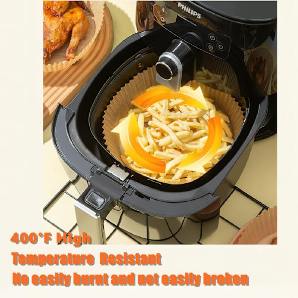 100 stk Air Fryer Engangspapir- Non-Stick Bagepapir