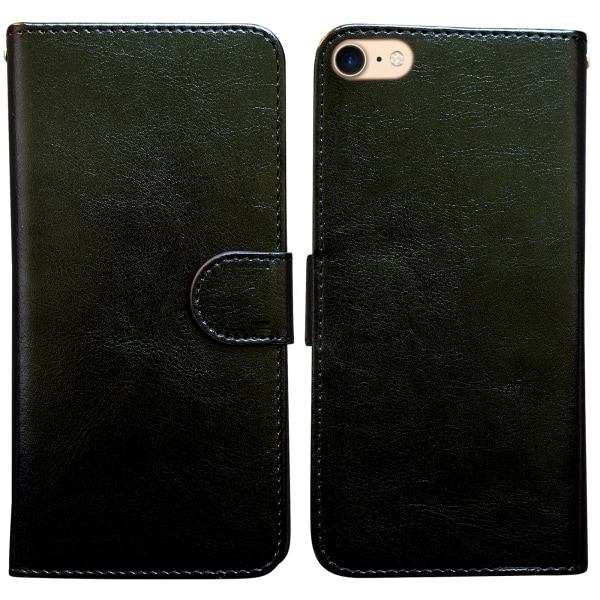 iPhone 6 / 6S - Plånboksfodral i läder med ID ficka Svart