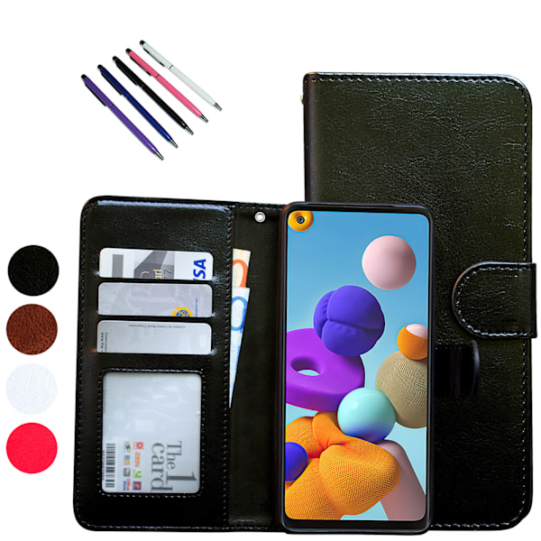 Skydda din Samsung A21s - Läderfodral! Svart