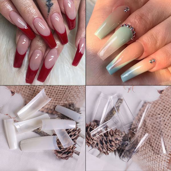 Långa Lös Nagelspetsar för Perfekta Drömnaglar Transparent