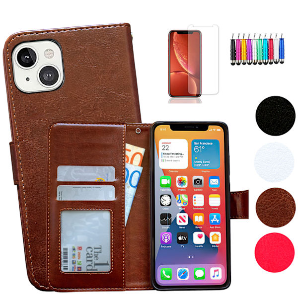 Suojaa iPhone 13 mini - Nahkainen kotelo Brun