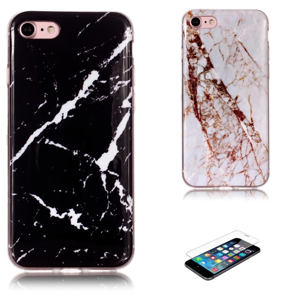 iPhone 7/8/SE (2020 & 2022) – Case suojaus Marble + Screen Pr iPhone 8 Svart