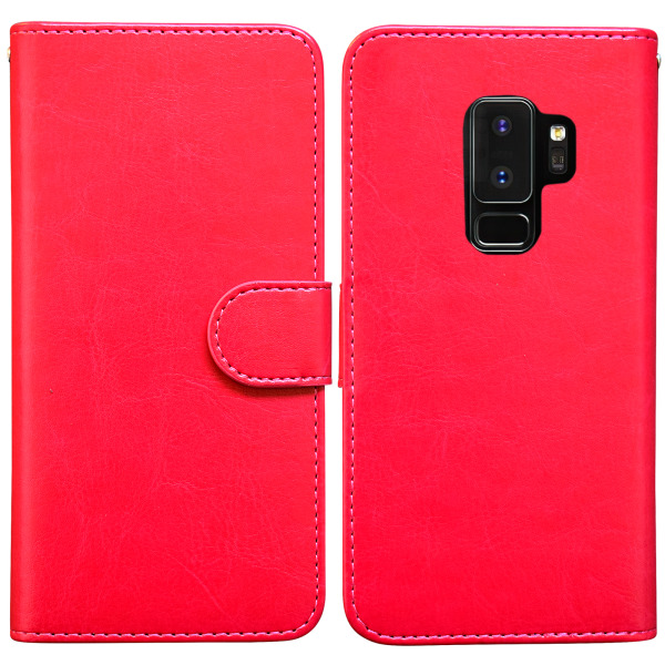 Glat lædercover til Samsung Galaxy S9 Plus Rosa