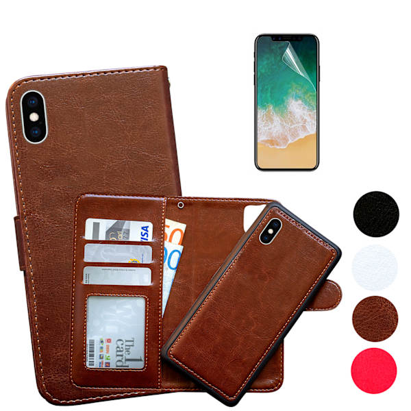 iPhone X/Xs - Nahkakotelo / Lompakko Svart
