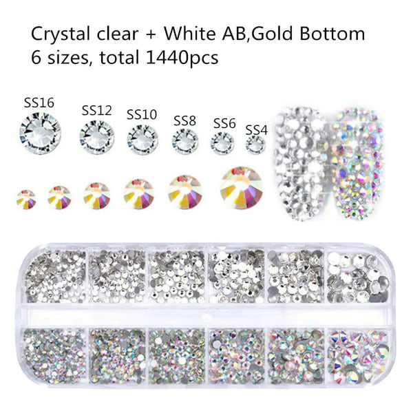 Negletilbehør Crystal Diamond Gem 3D Shiny Nail Art Decoratio