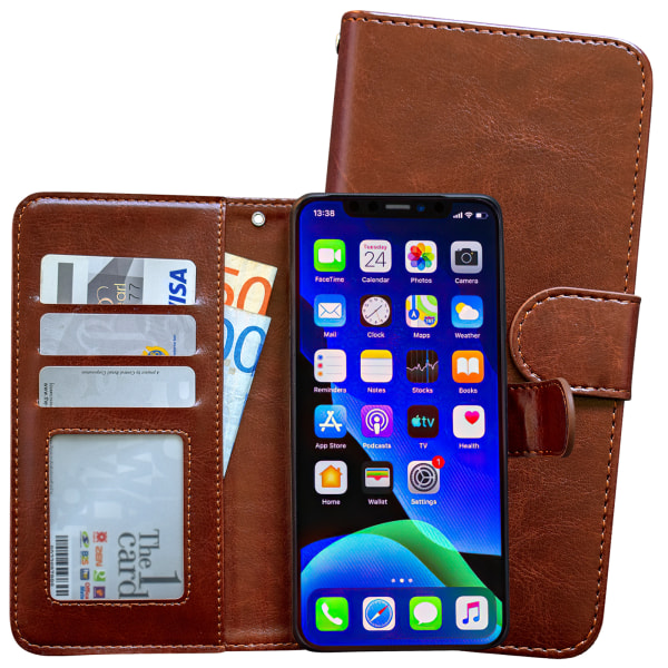 iPhone X/Xs - Plånboksfodral / Magnet Skal + Skärmskydd Vit
