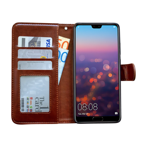 Huawei P20 Pro - PU-nahkainen case + näytön suojaus Brun