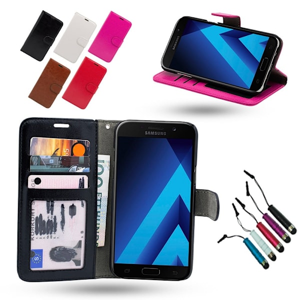 Mukavuus ja suoja Galaxy A3 - Nahkakotelo! Brun