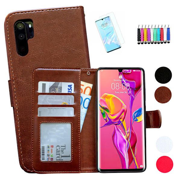 Huawei P30 Pro - PU Læder Pung Etui Vit