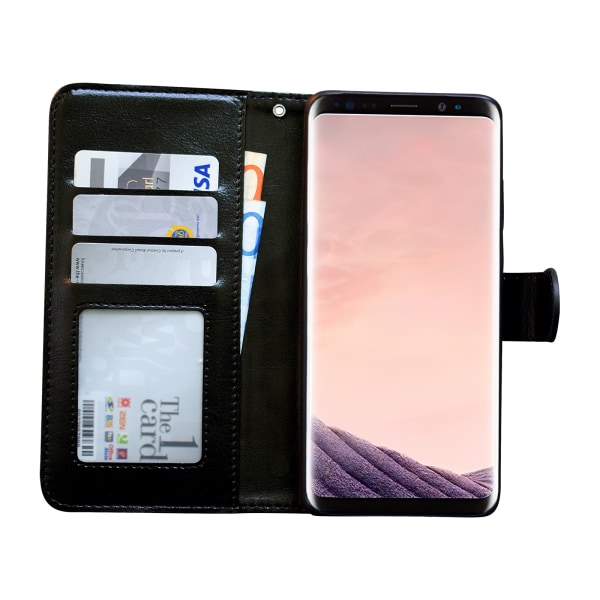 Samsung Galaxy S9 - PU nahkainen lompakkokotelo + näytönsuoja Vit