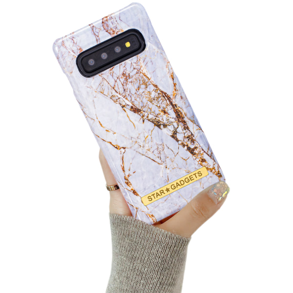 Samsung Galaxy S10 - Etui Beskyttelse Marmor / Rose Svart