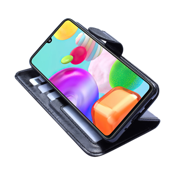 Samsung Galaxy A41 - Läderfodral / Skydd Svart