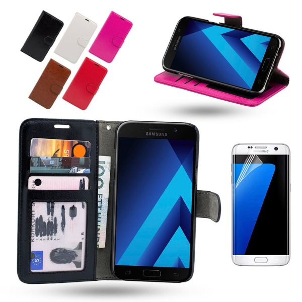 Samsung Galaxy A3 2017 - case/ lompakko + suoja Brun