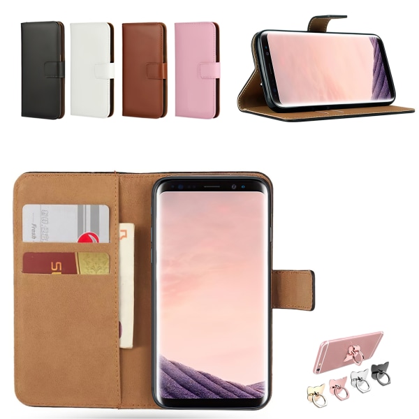 Samsung Galaxy S9 - PU Læder Pung Etui + Ring Rosa