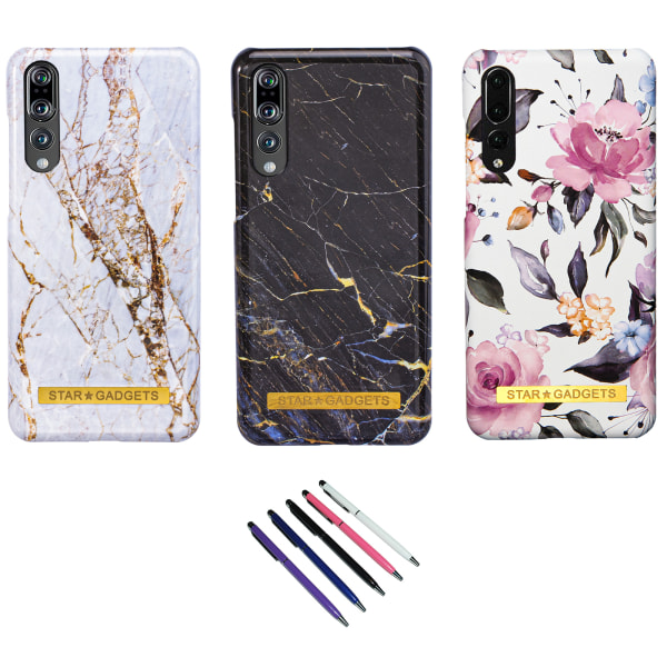 Huawei P20 Pro - Cover Protection Flowers / Marmor Rosa