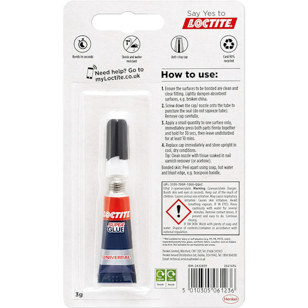 Loctite Super Glue Ultra Clear 5g Stærk Lim til Præcision
