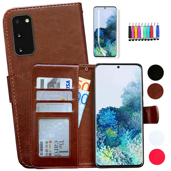 Galaxy S20 -nahkainen lompakkokotelo - Nahkainen ylellisyys Svart