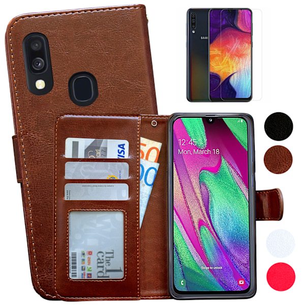 Samsung Galaxy A40 - PU Læder Pung Etui Vit