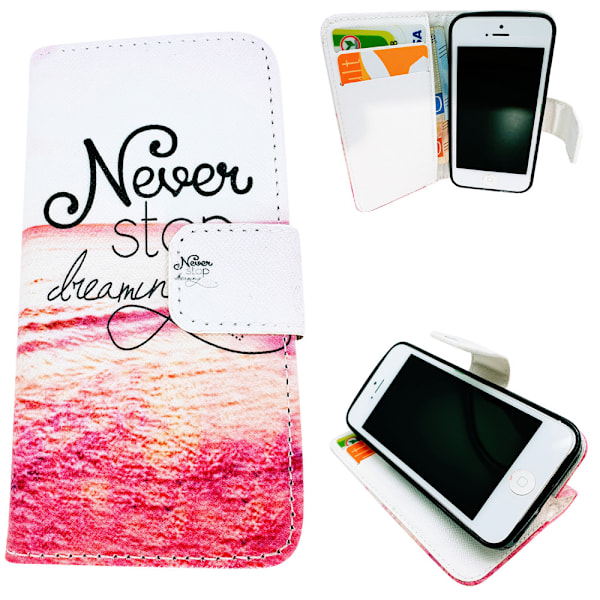 iPhone 5/5s/SE2016-Fodral/Plånbok Läder - Never Stop Dreaming...