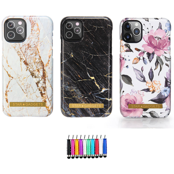 iPhone 11 Pro - Skal / Skydd / Blommor / Marmor Rosa