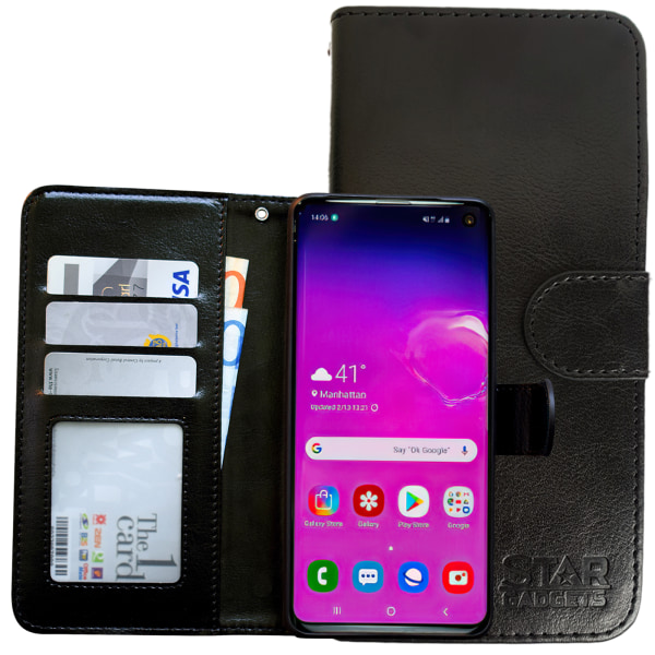 Samsung Galaxy S10 - PU Læder Pung Etui Svart