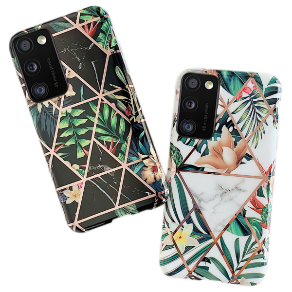 Samsung Galaxy A41 - Geometrisk Blomster Etui Svart