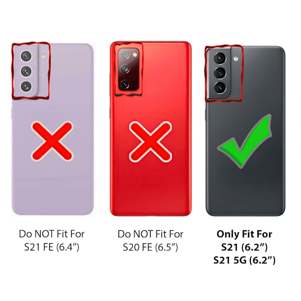 Samsung Galaxy S21 - Korttikotelo Suoja Läpinäkyvä Grå