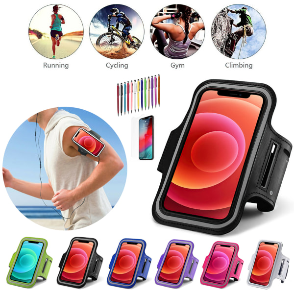 iPhone 13 mini - PU Læder Sport Arm Band Cover Grön