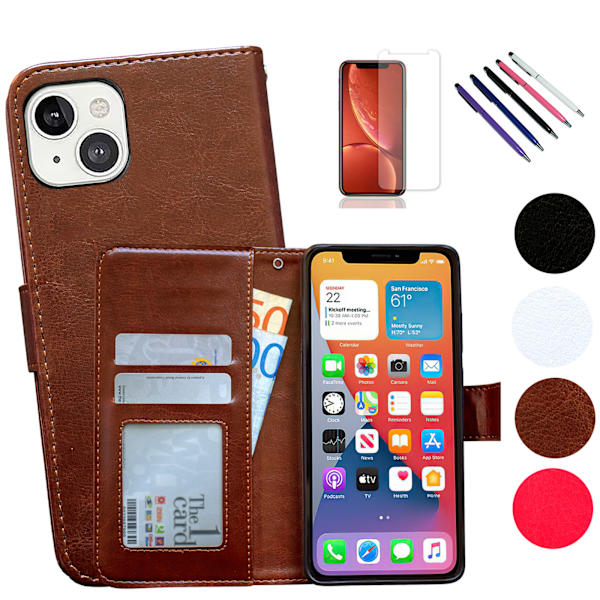 Suojaa iPhone 13 mini - Nahkakotelo! Vit