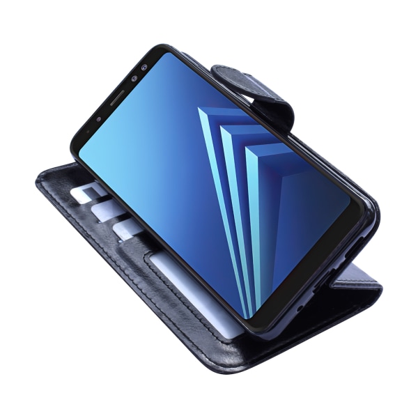 Samsung Galaxy A8 2018 - Pungetui/pung i PU-læder Svart
