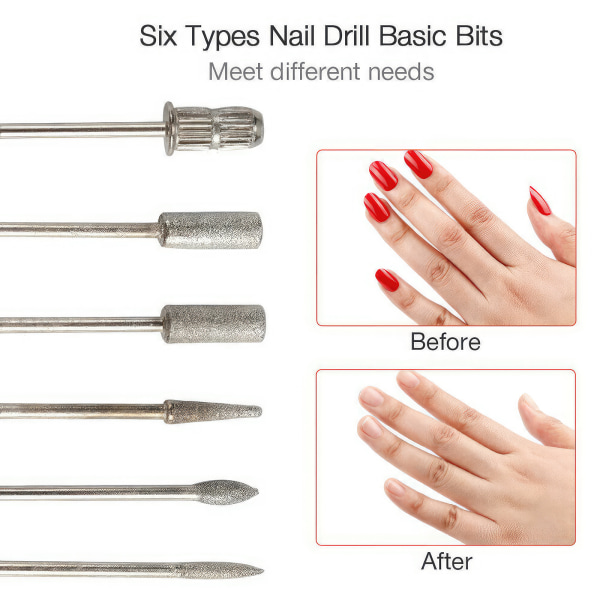 6 Stk Professionelt negleboresæt - Slibebånd til manicure & pedicure