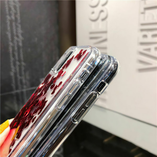 iPhone 12 Pro - Moving Glitter 3D Bling telefoncover Röd