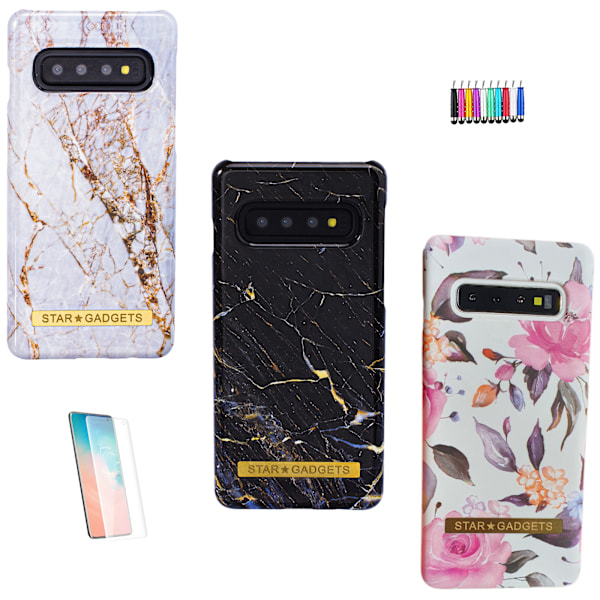 Samsung Galaxy S10 - Etui Beskyttelse Marmor / Rose Svart