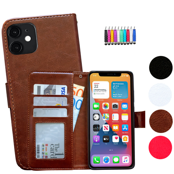 iPhone 12 - PU nahkainen lompakkokotelo Rosa
